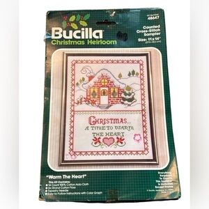 Bucilla Christmas Heirloom “Warm the Heart” cross-stitch sampler kit New